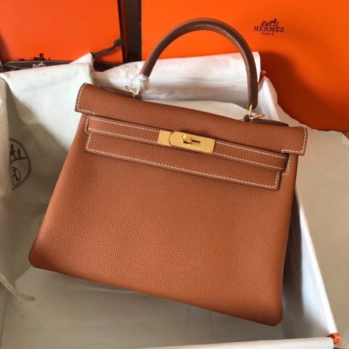 Hermès original Togo sac kelly en cuir KL320 marron