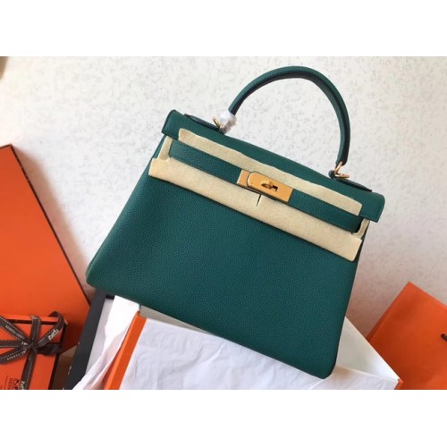 Sac kelly Hermes original en cuir Togo KL320 vert