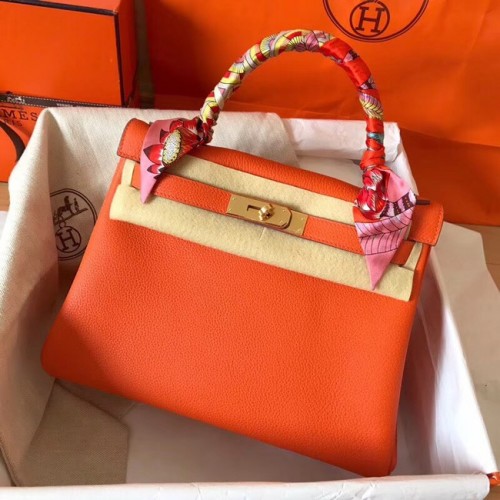 Hermès original Togo sac kelly en cuir KL320 orange