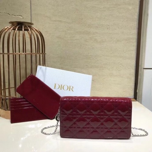 PORTEFEUILLE LADY DIOR EN CUIR DE VEAU C9025A Bordeaux