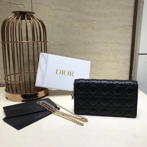 PORTEFEUILLE LADY DIOR EN CUIR DE VEAU C9025A noir