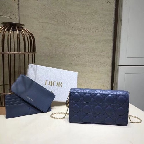 PORTEFEUILLE LADY DIOR Mouton C9025A bleu