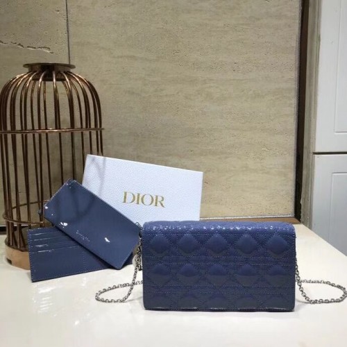 PORTEFEUILLE LADY DIOR EN CUIR DE VEAU C9025A bleu