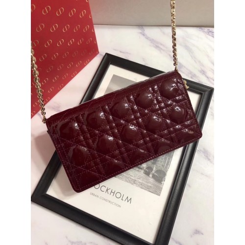 PORTEFEUILLE LADY DIOR EN CUIR DE VEAU M9001 Bordeaux