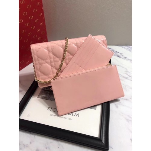 PORTEFEUILLE LADY DIOR EN CUIR DE VEAU M9001 rose