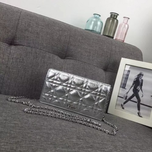 POCHETTE LADY DIOR CANNAGE AGNEAU S0204 Argent