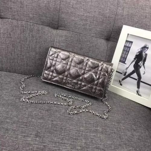 POCHETTE LADY DIOR CANNAGE AGNEAU S0204 Gris argent