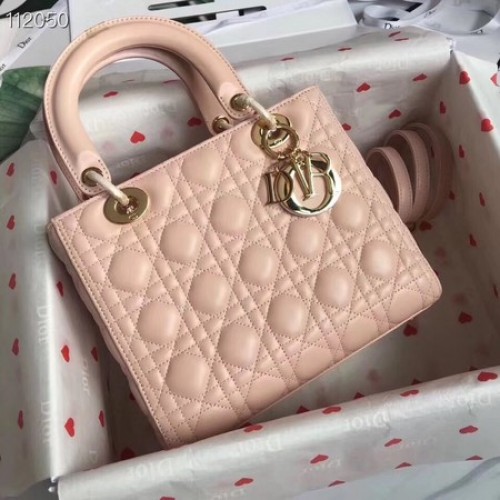 SAC LADY DIOR EN CUIR D'AGNEAU CAL44550 rose