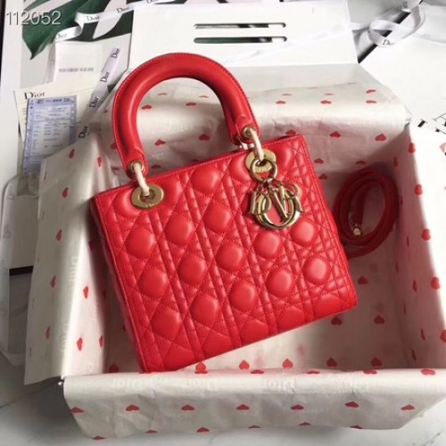 SAC LADY DIOR EN AGNEAU CAL44550 rouge
