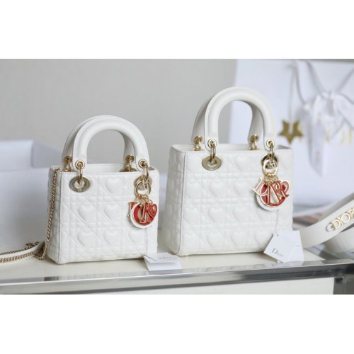 LADY DIOR MY ABCDIOR BAG Cannage Heart Original Sac en Cuir d'Agneau M0539O Blanc