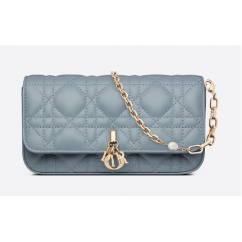 LADY DIOR POCHETTE TÉLÉPHONE Cannage Agneau S0977O Cloud Blue