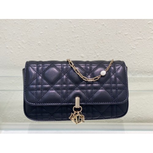 LADY DIOR POCHETTE TÉLÉPHONE Cannage Lambskin S0977O noir
