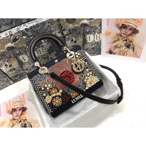 LADY DIOR Broderie de perles et de fils cuir de bovin M0565OSCQ-1