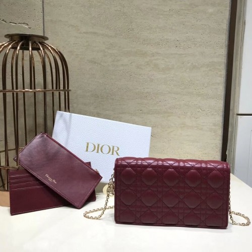 PORTEFEUILLE LADY DIOR Mouton C9025A Bordeaux