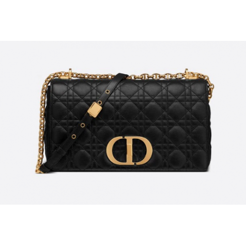 GRAND SAC DIOR CARO Cuir de veau souple Cannage Noir M9243U