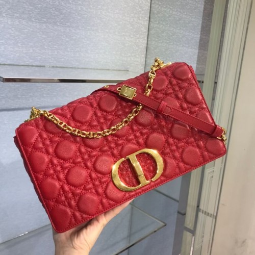 GRAND SAC DIOR CARO Cuir de veau souple Cannage M9243U Rouge
