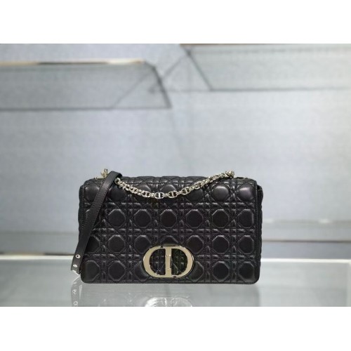 GRAND SAC DIOR CARO Cuir de veau souple Cannage M9243U noir