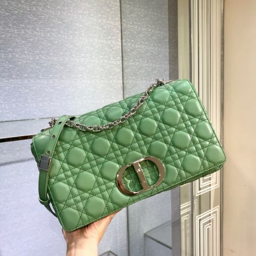 GRAND SAC DIOR CARO Cuir de veau souple Cannage M9243U vert