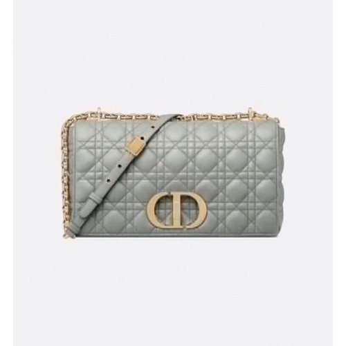 GRAND SAC DIOR CARO Cuir de veau souple Cannage M9243U gris