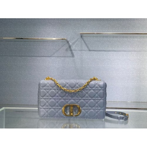 GRAND SAC DIOR CARO Cuir de veau souple Cannage M9243U bleu ciel