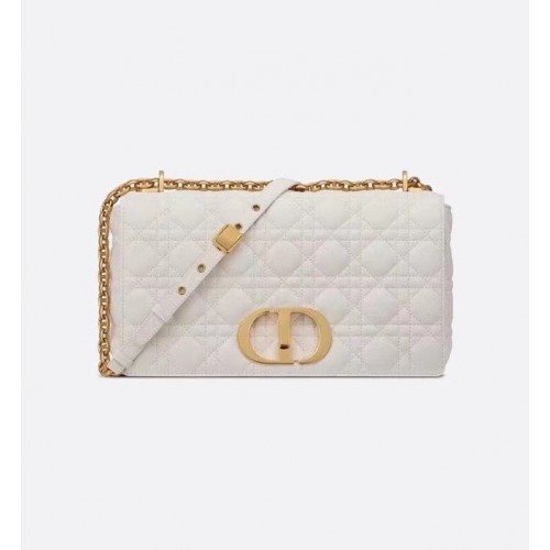 GRAND SAC DIOR CARO Cuir de veau souple Cannage M9243U blanc