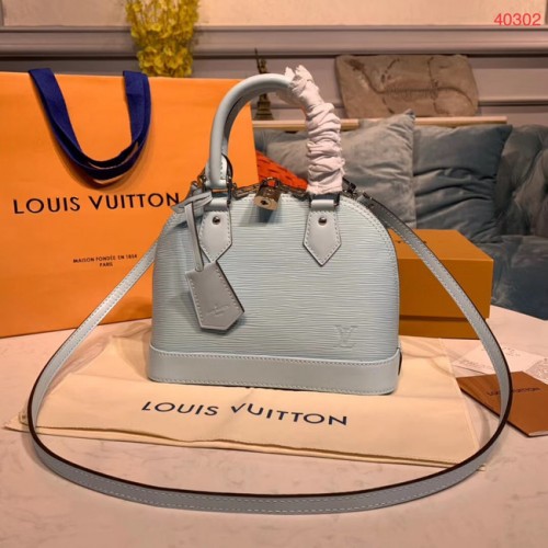 LOUIS VUITTON M40302 EPI CUIR ALMA PETIT BLEU CLAIR