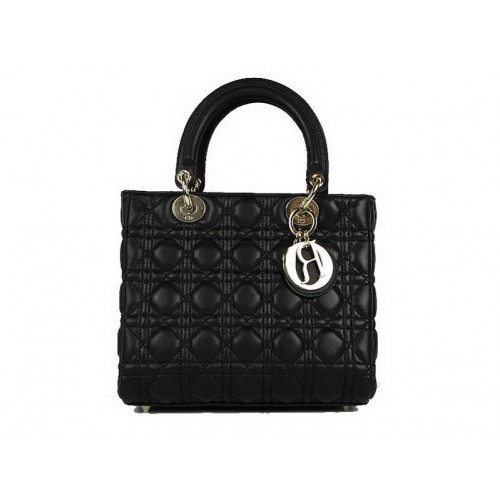 Christian Dior Sacs en peau d'agneau Lady Dior Sac CAL44550 Noir Doré