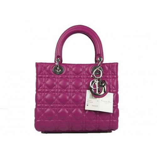 Christian Dior Sacs en peau d'agneau Lady Dior Sac CAL44550 Violet Argent