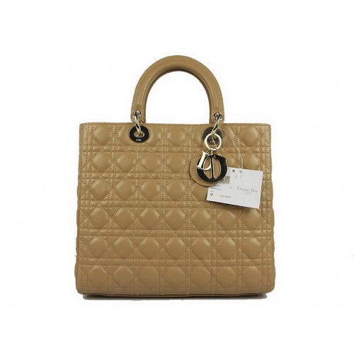 Christian Dior Sacs en peau d'agneau Grand sac Lady Dior CAL44561 Beige Doré