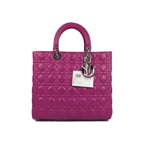 Christian Dior Sacs en peau d'agneau Grand sac Lady Dior CAL44561 Violet Argent