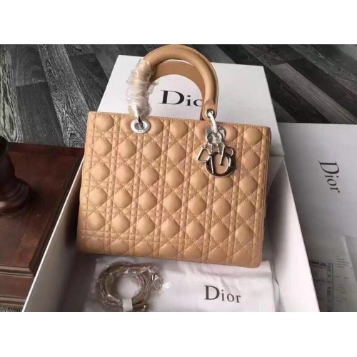 Lady Dior Sac Original En Cuir De Mouton Moyen Sac CD6323 Abricot