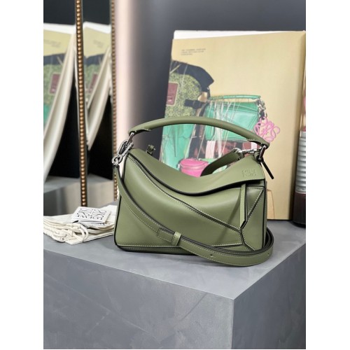 Loewe Puzzle Bag Cuir 1609 vert noirâtre
