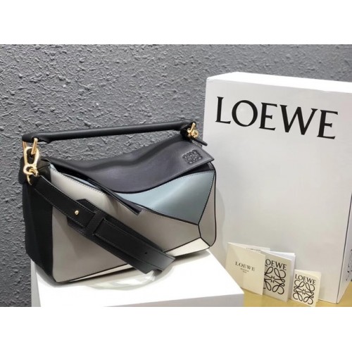 Loewe Puzzle Bag Original Cuir B9124 bleu blanc noir