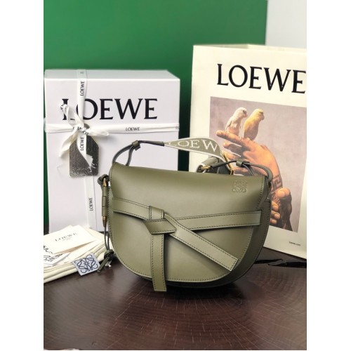 Loewe petits sacs à bandoulière en cuir d'origine 8087 vert noirâtre