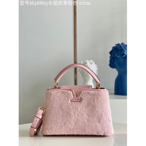 Louis Vuitton CAPUCINES BB M48865 poils de vison rose