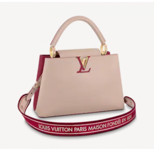 Louis Vuitton CAPUCINES MM M58608 Coquille d'œuf&Lie de Vin Rouge