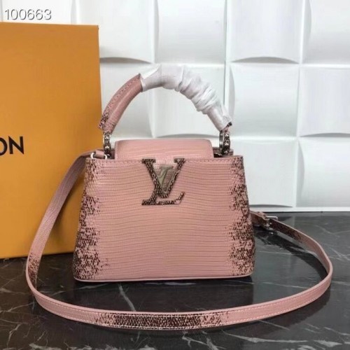 Louis Vuitton CAPUCINES PM Original Cuir Lézard M52386 Rose