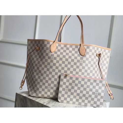 Louis Vuitton Damier Azur Original Leather Bolso NEVERFULL GM N41604 Pink