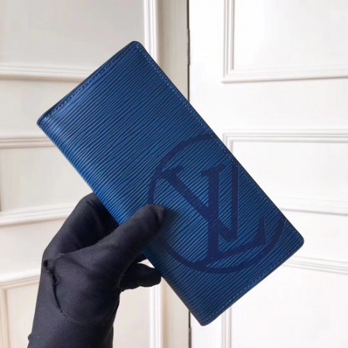 Louis Vuitton Portefeuille en cuir EPI 63511 bleu
