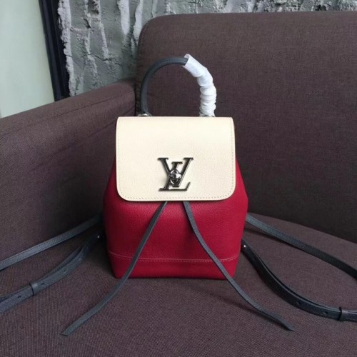 Louis Vuitton LOCKME SAC À DOS M52733 Lie De Vin Etain Creme