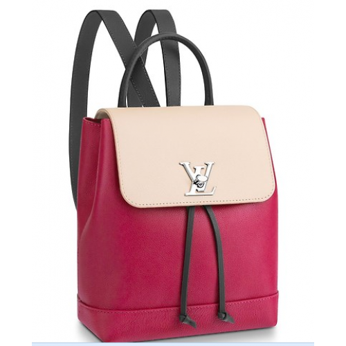Louis Vuitton LOCKME SAC À DOS M52734 Lie De Vin Etain Creme