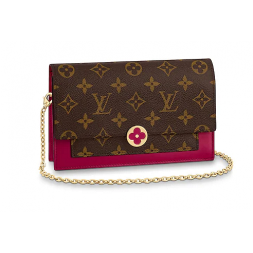 Louis Vuitton Monogram Canvas FLORE Chain Wallet M67404 Lie De Vin