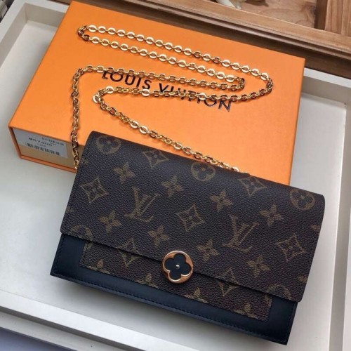 Louis Vuitton Monogram Canvas FLORE Chain Wallet M67404 noir