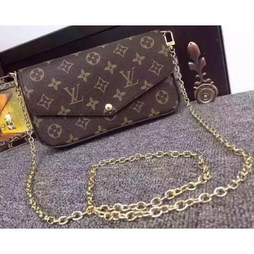 Louis Vuitton Monogram Canvas Felicie Chain Wallet M61276 Noir