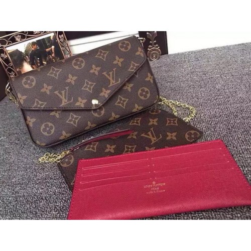 Louis Vuitton Monogram Canvas Felicie Chain Wallet M61276 Bordeaux