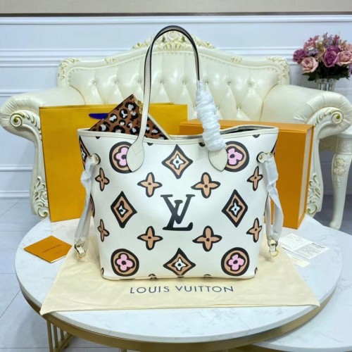 Toile Monogram Louis Vuitton Neverfull MM M45818 Blanc