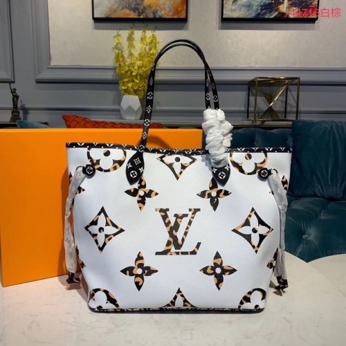 Louis Vuitton Monogram Canvas Cuir d'origine NEVERFULL MM M44567 Blanc