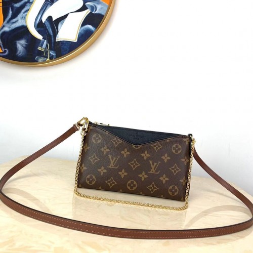 Louis Vuitton Monogram Canvas PALLAS Pochette Cuir d'origine M41638 Noir