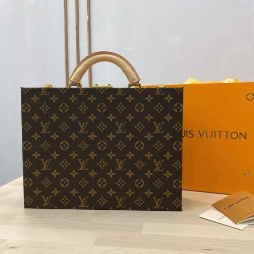 Louis Vuitton Monogram Canvas Treasure Box Cuir d'origine 40688 Marron