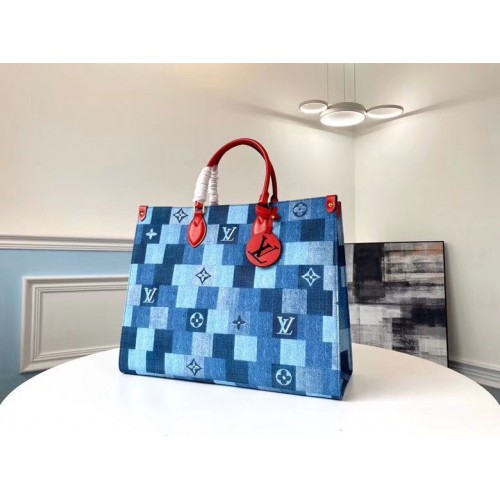 Louis Vuitton Monogram Damier Onthego Sac M44992 Bleu